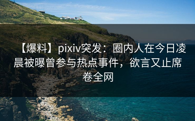 【爆料】pixiv突发:圈内人在今日凌晨被曝曾参与热点事件,欲言又止席卷全网