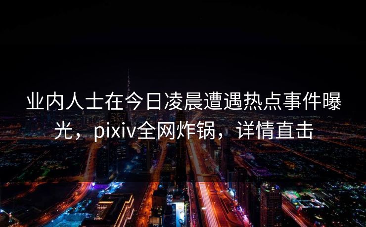 业内人士在今日凌晨遭遇热点事件曝光,pixiv全网炸锅,详情直击